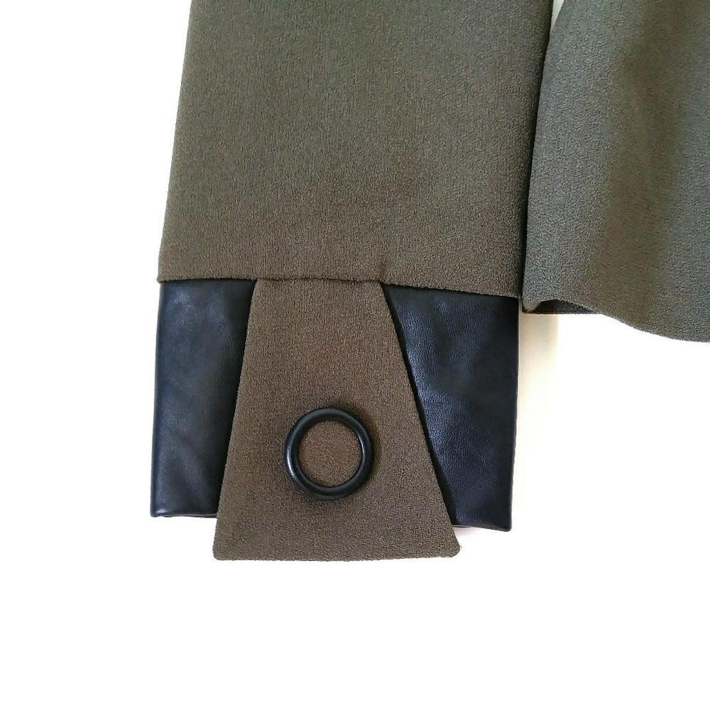 SOLD!! ZELDA Military Blazer Jacket Leather Olive - Picture 6 of 7